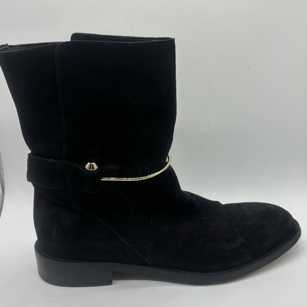 Balenciaga Black Leather Suede Metal Moto Accent Mid-Calf Booties Size 39.5/9.5